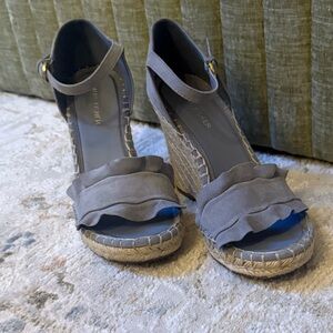 Marc Fisher Stylish Gray Espadrille Wedge Sandals